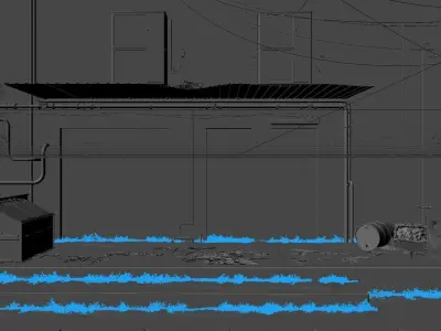 Hong Kong alley Low-poly 3D model