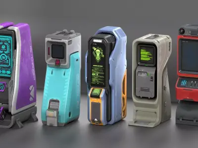 Sci-fi XConsoles Pack PBR  Low-poly 3D model