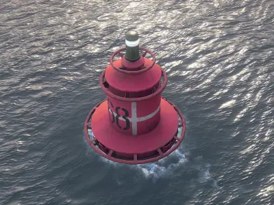 Buoy River RB-4-02 Right Danger Mark Low-poly 3D model