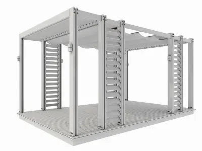 Pergola outdoor gazebo with wooden slats 3D model