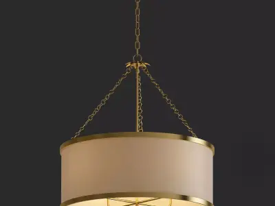 Broche 6 Light Antique Gold Chandelier 3D model purchase