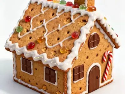 Realistic Gingerbread House 3D Model Low-poly 3D model