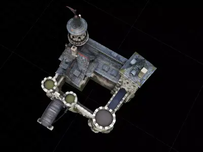 Ancient Stone Stronghold Detailed Fantasy Citadel Architecture Low-poly 3D model