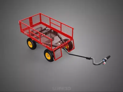 ELECTRIC BATTERY POWERED MESH GARDEN CART TROLLEY WAGON TRAILER 3D model