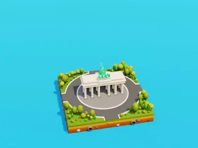 Lowpoly World Landmarks 40 Pack Game Ready Low-poly 3D model
