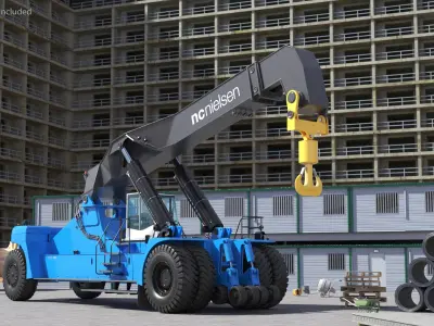  Reach Stacker Container Handler NC Nielsen Rigged for Cinema 4D 