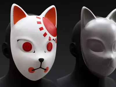 Demon Slayer - Tanjiro Mask textured and printable 3D model