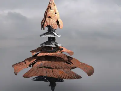 Alien lighthouse mushroom 1  Low-poly 3D model