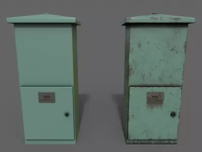 PBR Electric Box Green V4 Low-poly 3D model