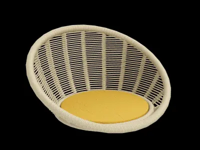 Tanpopo rattan chair with cushion Free 3D model