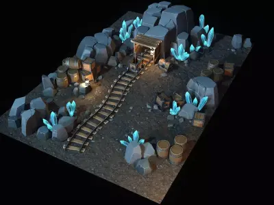 Stylized Mine Low-poly 3D model