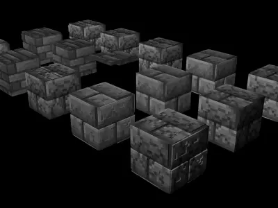 Set of Deepslate Blocks Free 3D model