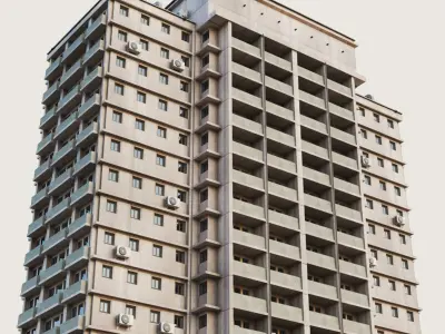 Building Skyscraper City Town Downtown Office Space Work Street Low-poly 3D model