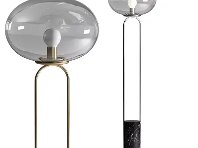 CB2 Polo Black Marble Floor Lamp 3D model