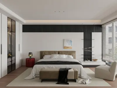 Comfortable modern-style bedroom 3D model