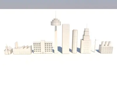 Low Poly Buildings two churches with roofs Low-poly 3D model