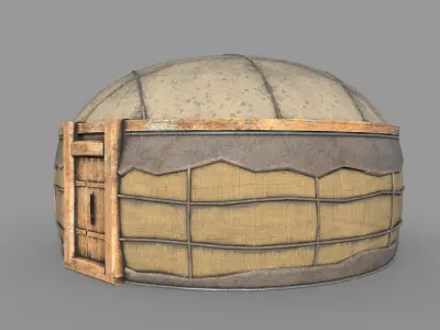 Old Mongolian Yurt House Low-poly 3D model