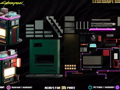 Cyberpunk Booth - Legendary - Multi Part - 3D Printing  3D print model