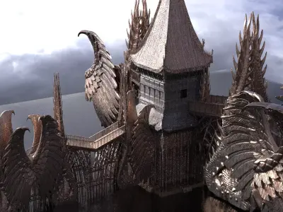 Emperor Dragon Winged Temple Fantasy 3 3D model