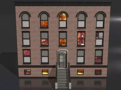 Building 1 - Brick Building with Blocks 3D model