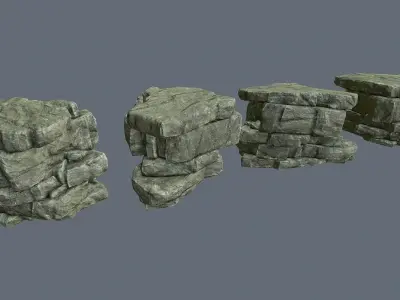 Game Ready PBR Stone Cliff Low-poly 3D model