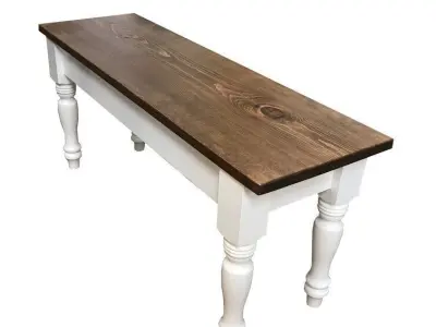 Gephart Farmhouse Wood Bench Long Chair 3D model