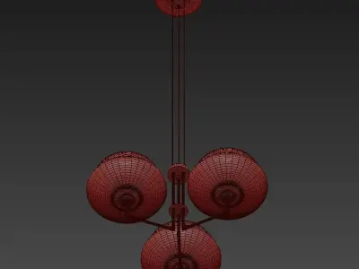 NAIROBI three light chandelier in brass with glass shades 3D model