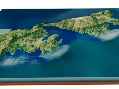 Ithaca Island full 3d model terrain Low-poly 3D model