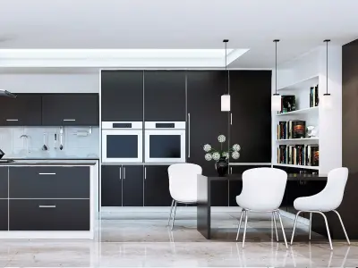 Kitchen modern with furniture 3D model