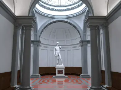 Accademia gallery in Florence Low-poly 3D model