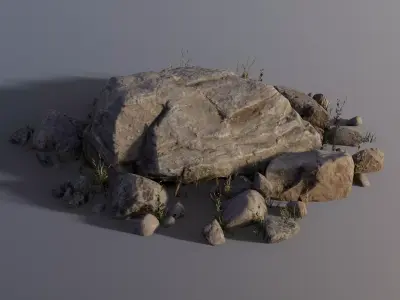 Rock assembly set large Low-poly 3D model