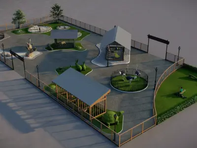 Petting Zoo 3D Model SketchUp Lumion Full Package  3D model