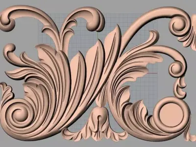 Bed door flower 3D relief STL model for CNC engraving E508 3D model