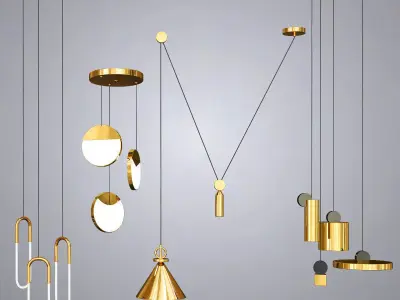 Four Hanging Lights 3D model