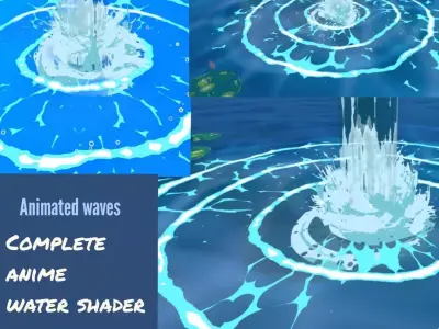 anime style waterfall complete pack of 8 3D model