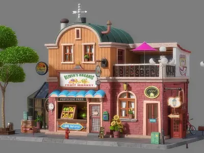 Cartoon House 05 3D model purchase