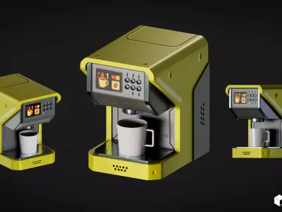 Sci-fi Coffee Machine Low-poly 3D model