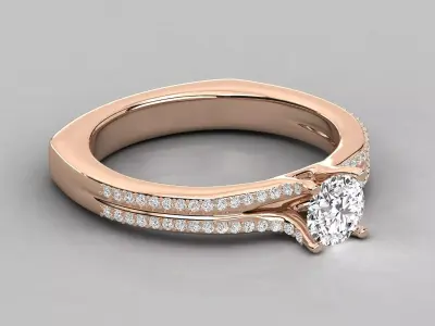 Women Light Weight Solitare Diamond Wedding Ring   30 3D print model