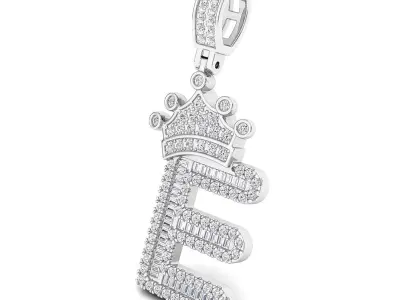Crown Initial  E  Letter Pendant 3D print model