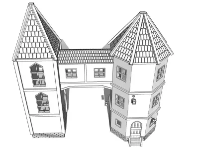  Fantasy double tower Torre doble de fantasia Low-poly 3D model