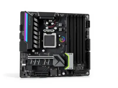 Compact Mini-ATX Motherboard with RGB Lighting model pack Low-poly 3D model