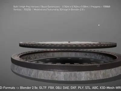 Sewer Cover 1 High-Poly Version 3D model