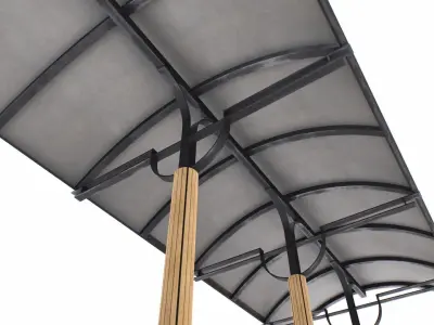 Shelter bus stop Low-poly 3D model