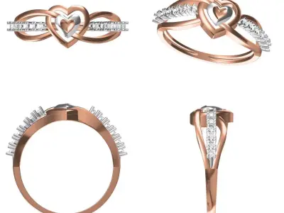 Light Weight Wedding Engagement Women Heart Ring STL JCD Details 3D print model