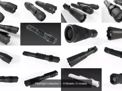 Flashlight Collection 1 - 6 Models 3D Model Pack