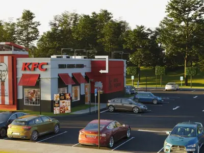 KFC Building and parking 3D model