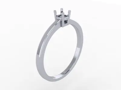 Thin Solitaire Dainty Engagement Ring  3D print model