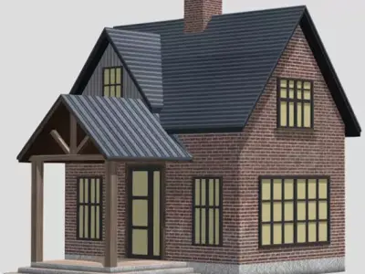 American Style Cottage - Town House Model Low-poly 3D model
