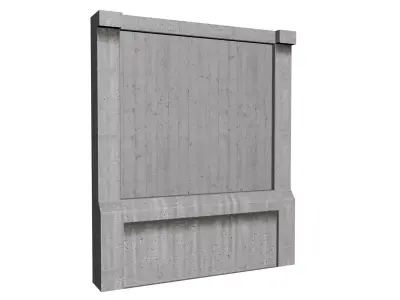 3D Game Ready Wall concrete with wooden frame Low-poly 3D model