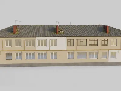 Two-Story Apartment Building Tile 3D model